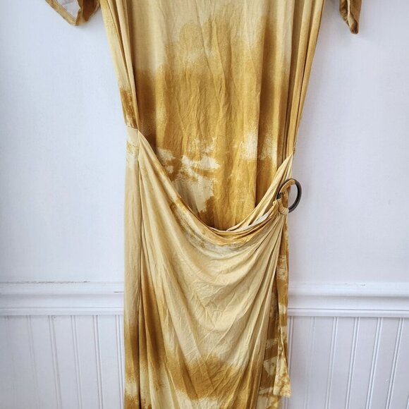Free People Alyssa Wrap Dress Tie-Dye Yellow Full Length Maxi Women's L - Picture 4 of 11